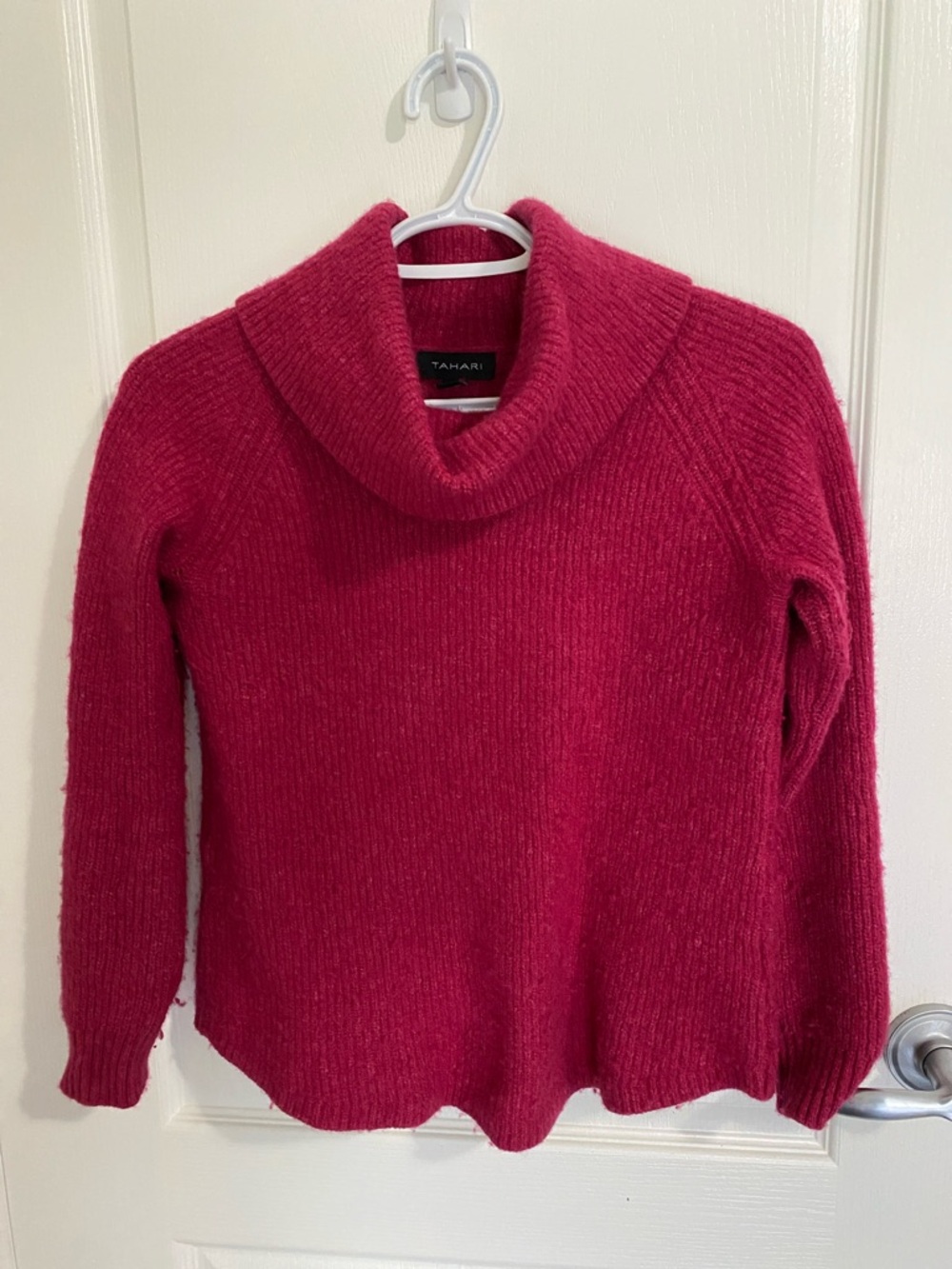 Tahari Raspberry Cozy Cowl-Neck Sweater